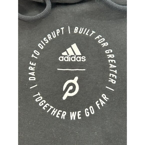 Adidas x Peloton Women’s Cropped Hoodie Black Logos Graphic Sweatshirt H48722 - Picture 12 of 14
